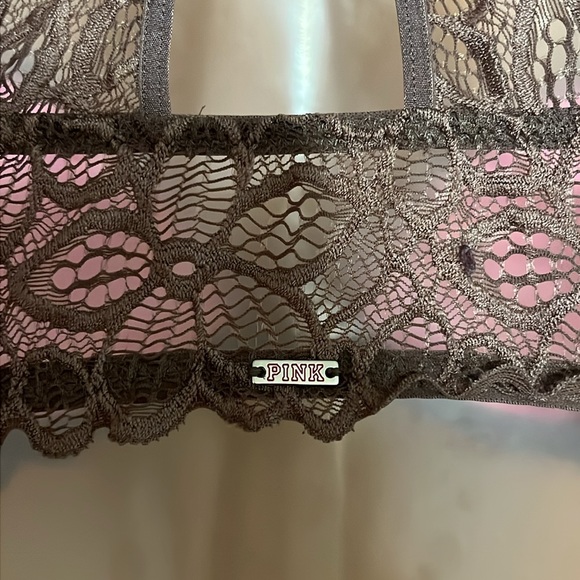 VS PINK Mocha Lace Push Up Front Close Racerback Bra 32D - Picture 5 of 9